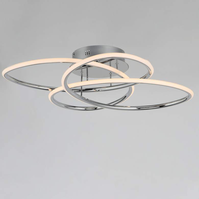 Image 1 ET2 Coaster 20 1/4" Wide Polished Chrome Modern Ring LED Ceiling Light
