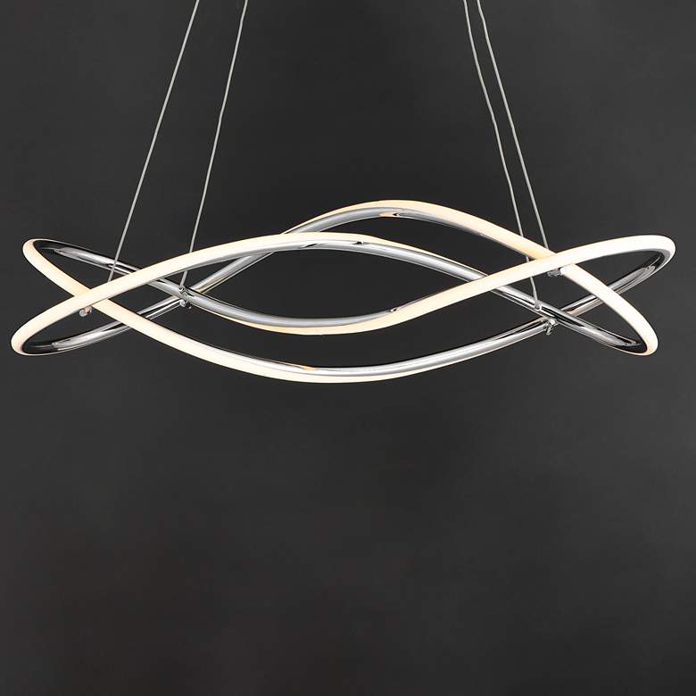 Image 6 ET2 Coaster 30" Wide Chrome LED Kitchen Island Light Pendant more views