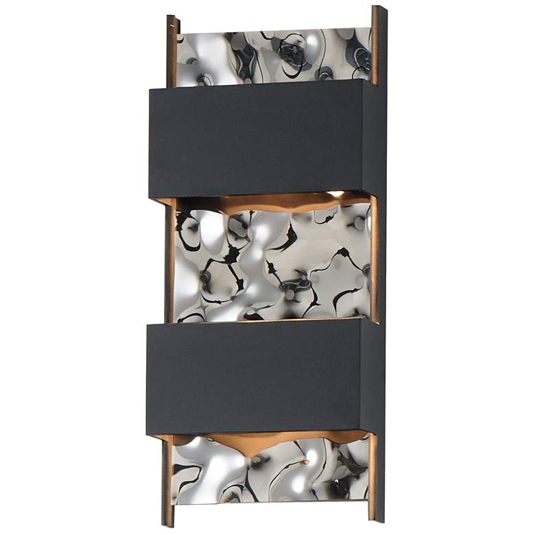 Image 2 ET2 Coulee 14 31/2” High Black and Glass Modern LED Outdoor Wall Sconce