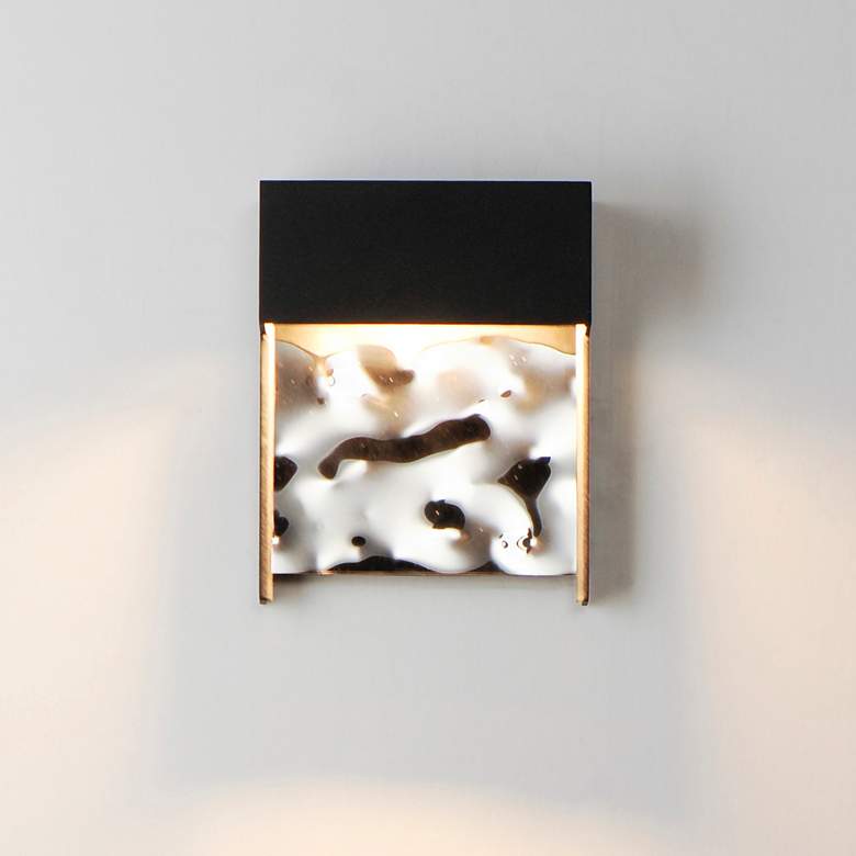 Image 1 ET2 Coulee 7 3/4” High Black and Glass Modern LED Outdoor Wall Sconce