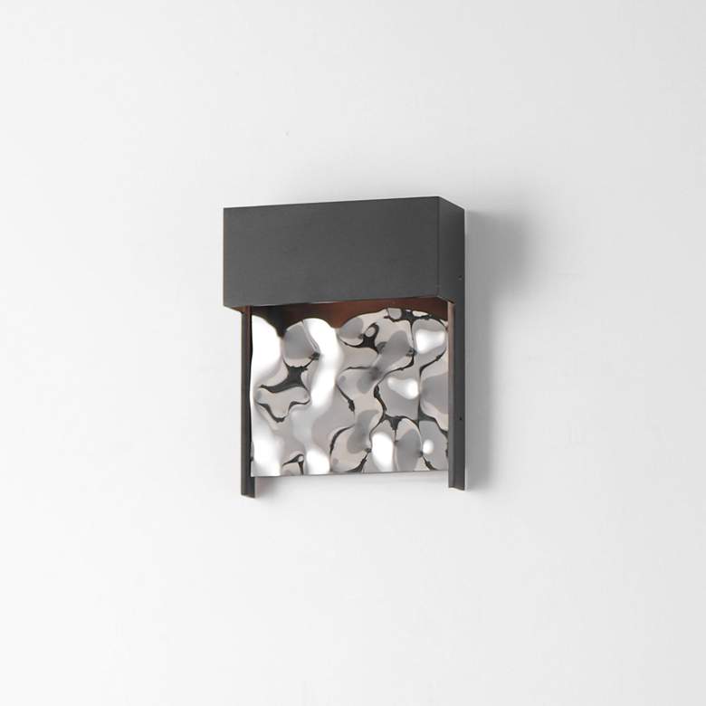 Image 4 ET2 Coulee 7 3/4” High Black and Glass Modern LED Outdoor Wall Sconce more views