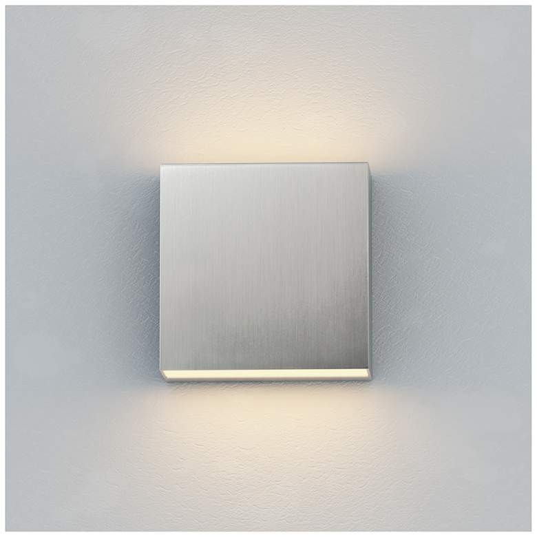 Image 2 ET2 Cubed 5 1/2" Satin Aluminum 2-Light LED Outdoor Sconce more views