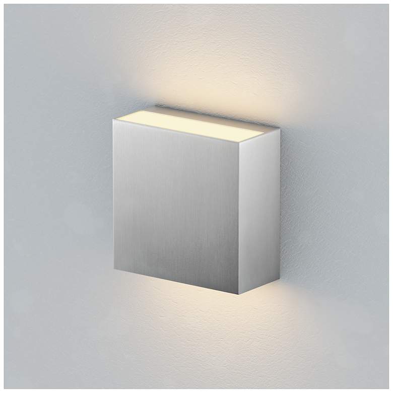Image 3 ET2 Cubed 5 1/2" Satin Aluminum 2-Light LED Outdoor Sconce more views