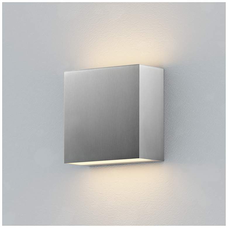 Image 4 ET2 Cubed 5 1/2" Satin Aluminum 2-Light LED Outdoor Sconce more views