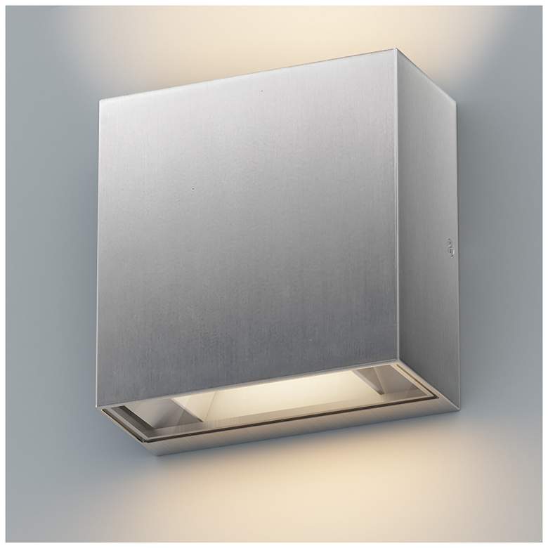 Image 6 ET2 Cubed 5 1/2" Satin Aluminum 2-Light LED Outdoor Sconce more views