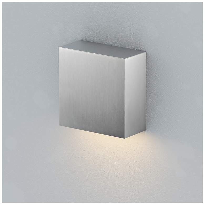 Image 2 ET2 Cubed 5 1/2" Satin Aluminum LED Outdoor Sconce more views