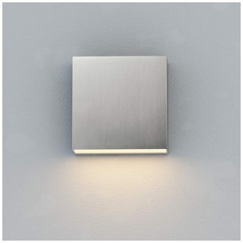 Image 3 ET2 Cubed 5 1/2" Satin Aluminum LED Outdoor Sconce more views