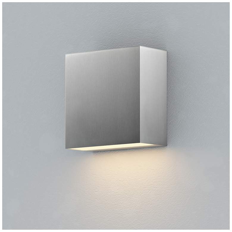 Image 4 ET2 Cubed 5 1/2" Satin Aluminum LED Outdoor Sconce more views