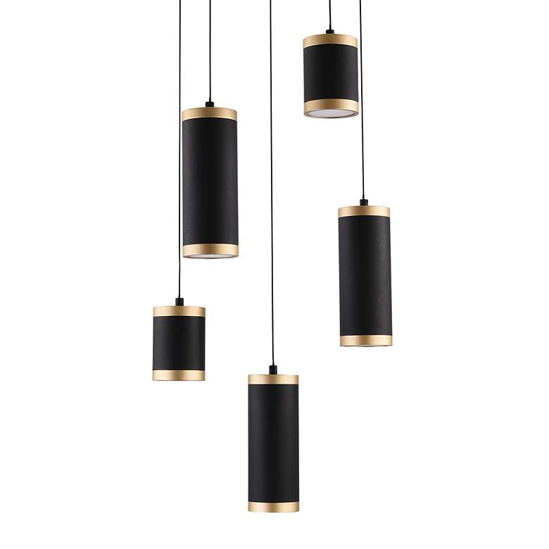 Image 3 ET2 Cuff 15 3/4" Wide Black and Gold LED Multi-Light Pendant more views