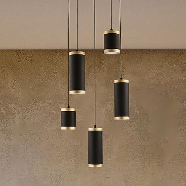 ET2 Cuff 15 3/4" Wide Black and Gold LED Multi-Light Pendant