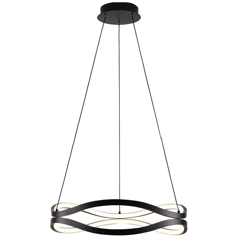 Image 1 ET2 Curvo 20" Wide Black Double Ring LED Pendant Light