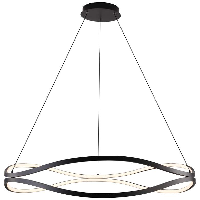 Image 1 ET2 Curvo 38 3/4" Wide Black LED Double Ring Chandelier