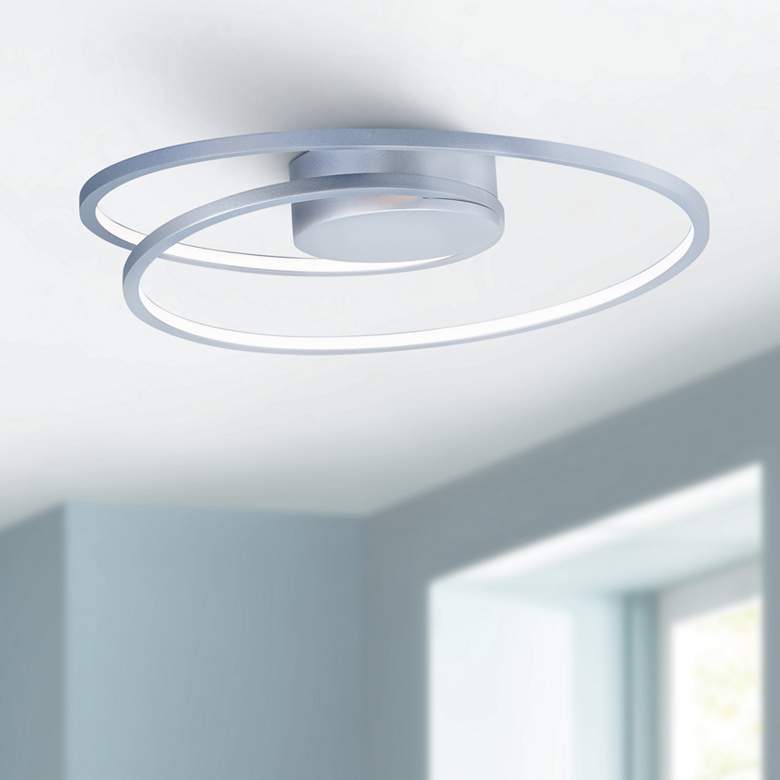 Image 1 ET2 Cycle 18" Wide Matte Silver LED Ceiling Light