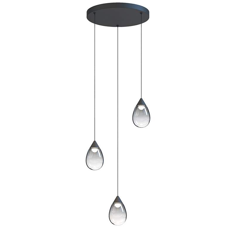 Image 2 ET2 Dewdrop 15" Wide Matte Black LED Multi-Light Glass Modern Pendant