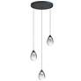 2_ET2 Dewdrop 15" Wide Matte Black LED Multi-Light Glass Modern Pendant