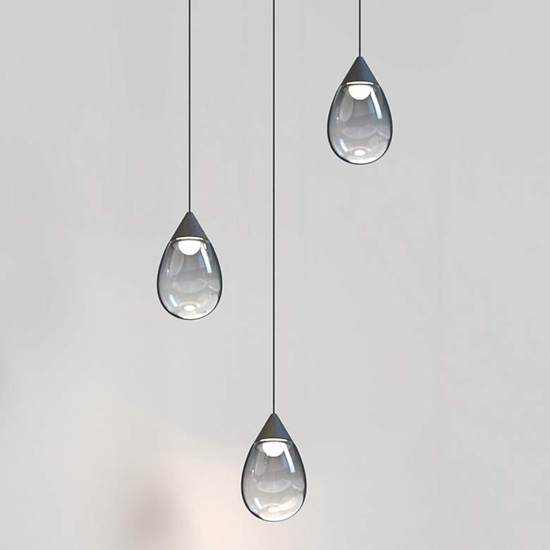 Image 1 ET2 Dewdrop 15" Wide Matte Black LED Multi-Light Glass Modern Pendant