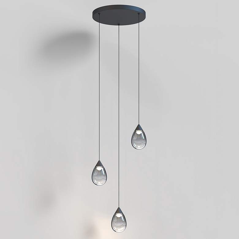 Image 3 ET2 Dewdrop 15" Wide Matte Black LED Multi-Light Glass Modern Pendant more views