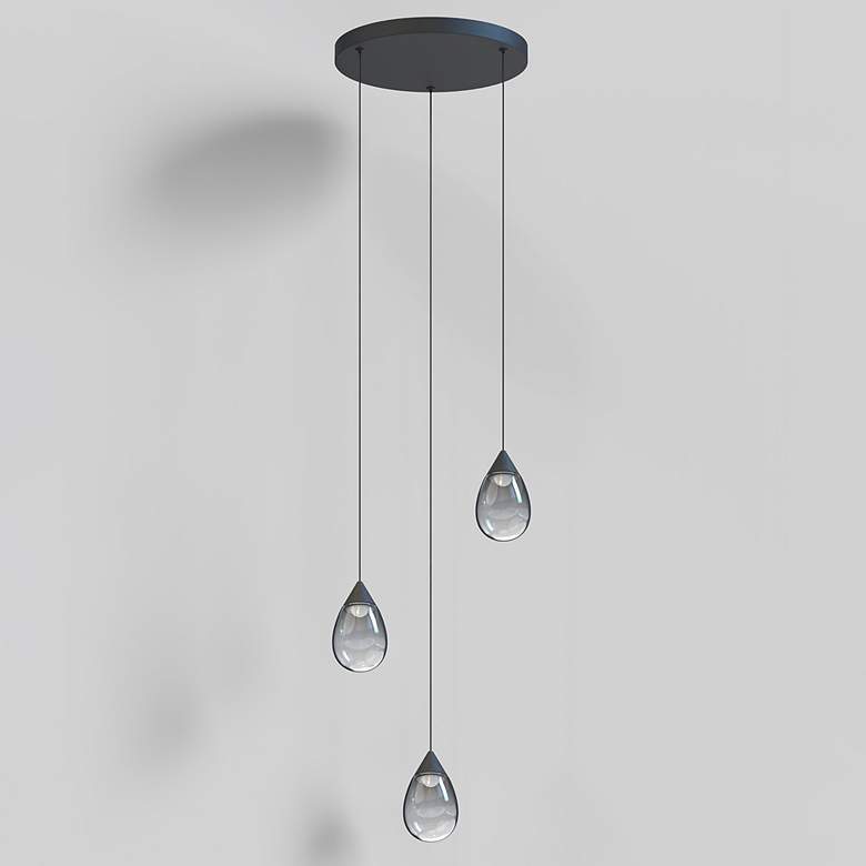 Image 4 ET2 Dewdrop 15" Wide Matte Black LED Multi-Light Glass Modern Pendant more views