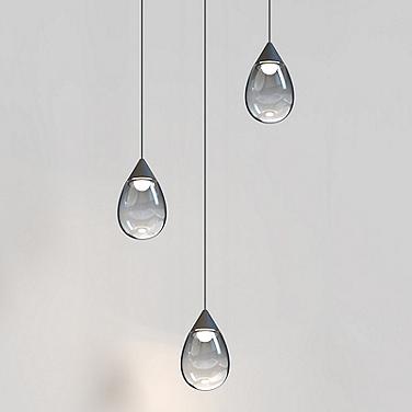 ET2 Dewdrop 15" Wide Matte Black LED Multi-Light Glass Modern Pendant