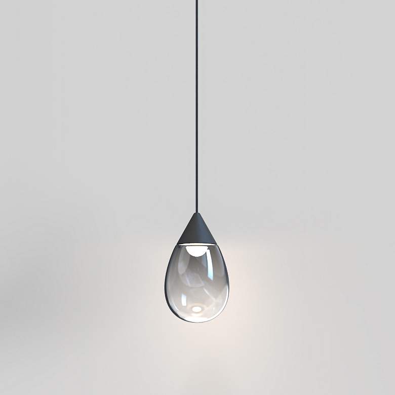 Image 1 ET2 Dewdrop 4" Wide Matte Black LED Mini Pendant