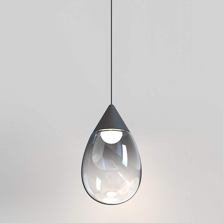 Image 1 ET2 Dewdrop 7 3/4" Wide Black LED Mini Pendant