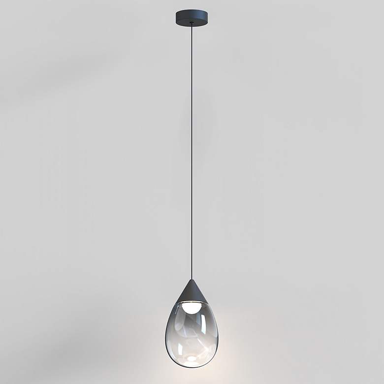Image 3 ET2 Dewdrop 7 3/4" Wide Black LED Mini Pendant more views