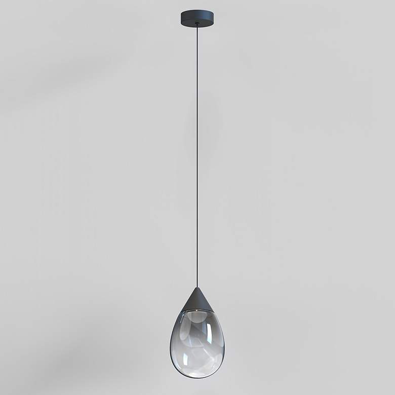 Image 4 ET2 Dewdrop 7 3/4" Wide Black LED Mini Pendant more views