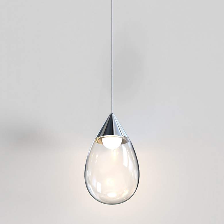 Image 1 ET2 Dewdrop 7 3/4" Wide Large LED Polished Chrome Mini-Pendant