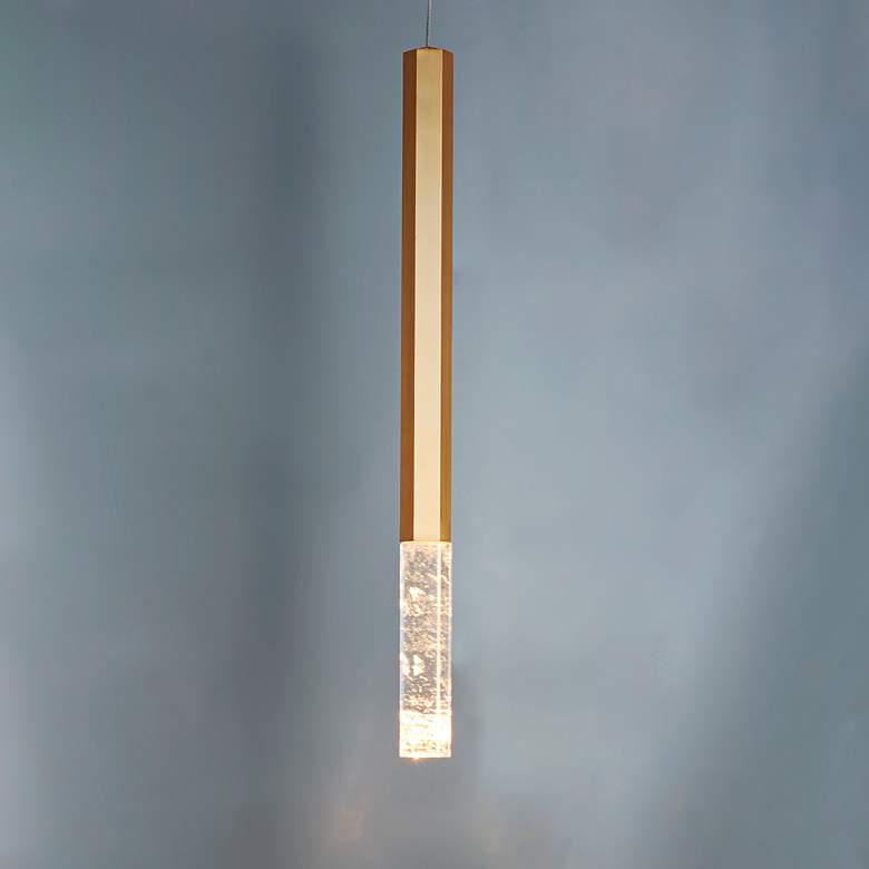 Image 1 ET2 Diaphane 1 1/2" Wide Gold and Crystal LED Mini Pendant