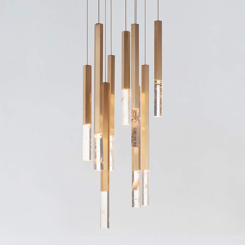 Image 3 ET2 Diaphane 22 1/4" Multi-Light Modern Gold and Crystal LED Pendant more views