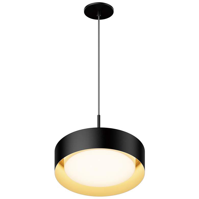 Image 1 ET2 Echo 13" Wide Modern Gold and Black LED Disc Pendant