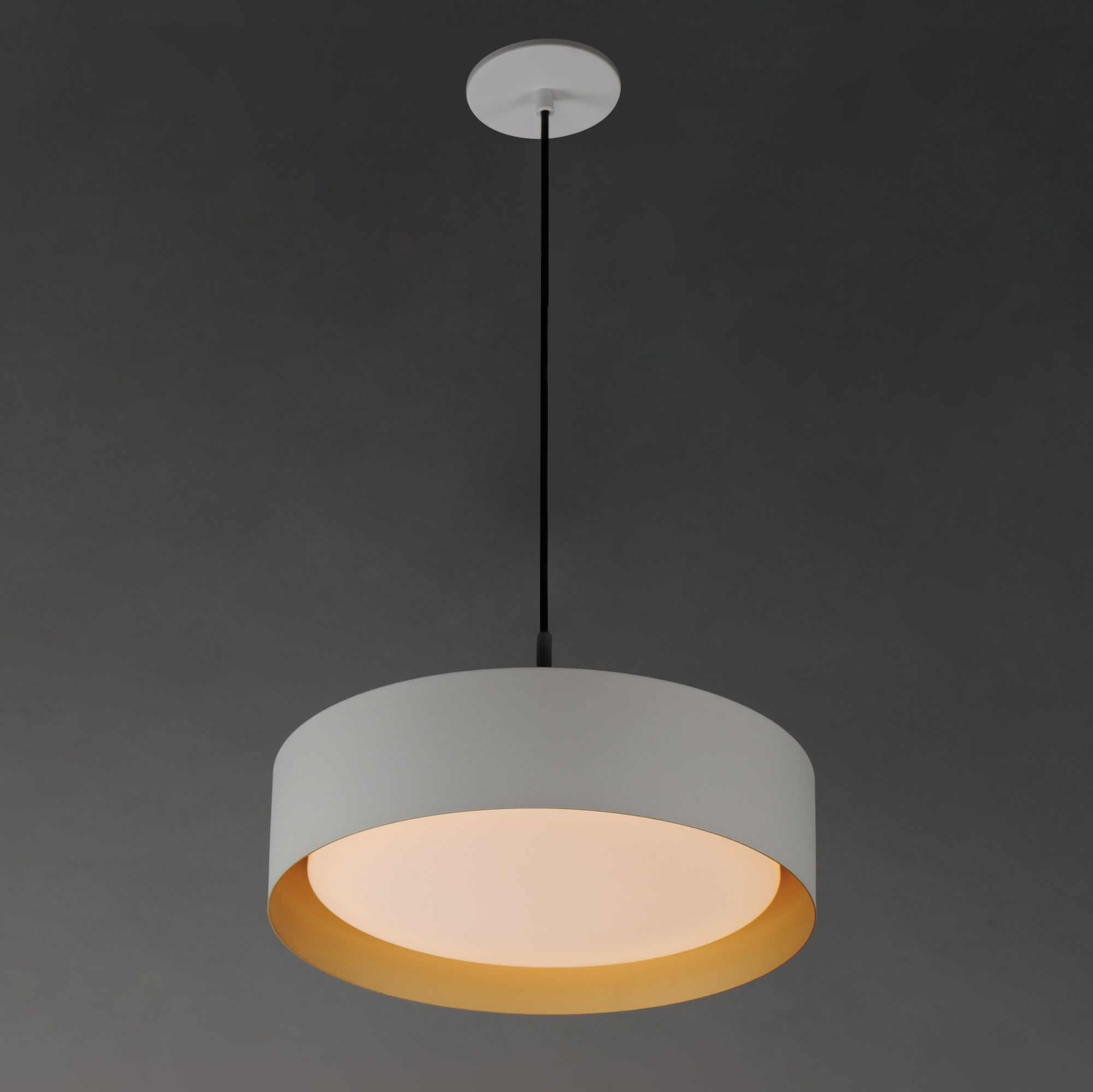 Image 3 ET2 Echo 16" Wide Gold and White Modern Drum LED Pendant Light more views