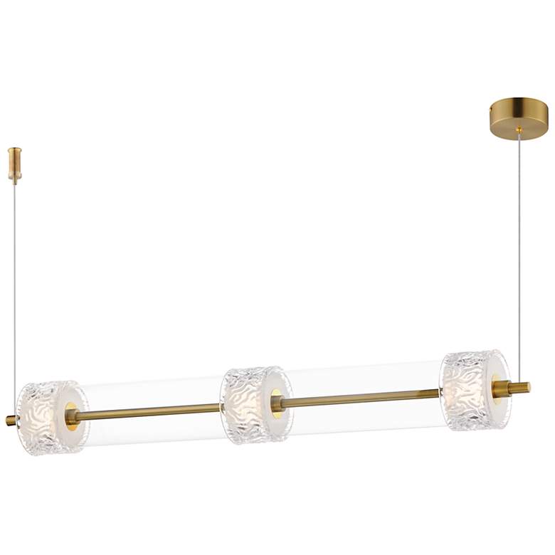 Image 1 ET2 Elysian 41 1/2" Wide Natural Aged Brass 3-Light LED Linear Pendant