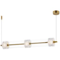 ET2 Elysian 41 1/2" Wide Natural Aged Brass 3-Light LED Linear Pendant