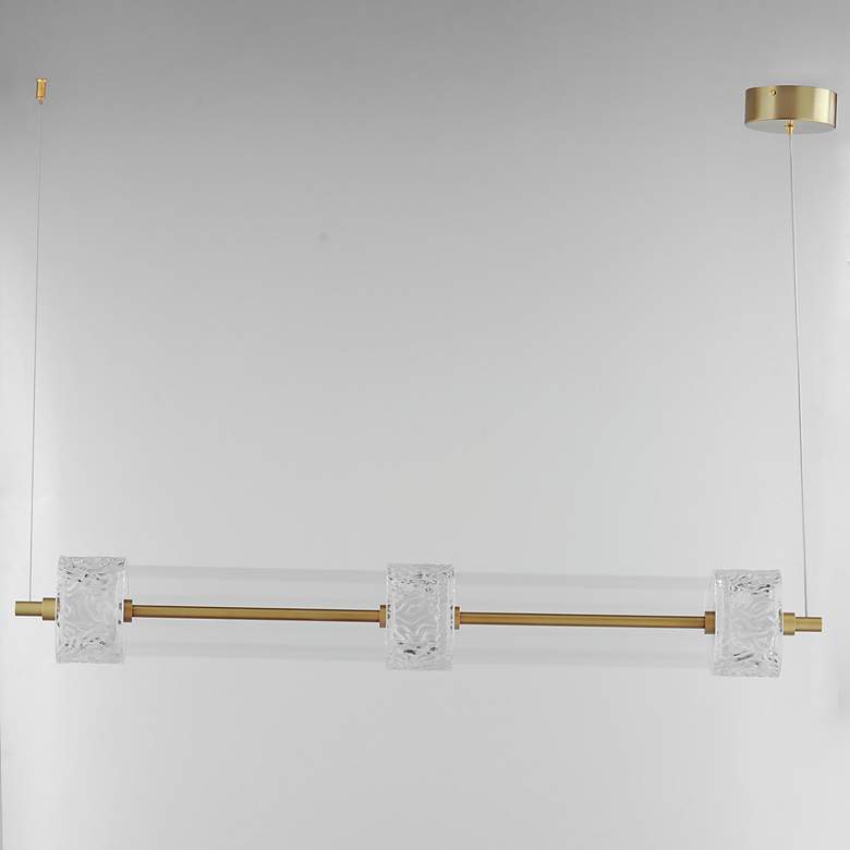 Image 3 ET2 Elysian 41 1/2" Wide Natural Aged Brass 3-Light LED Linear Pendant more views