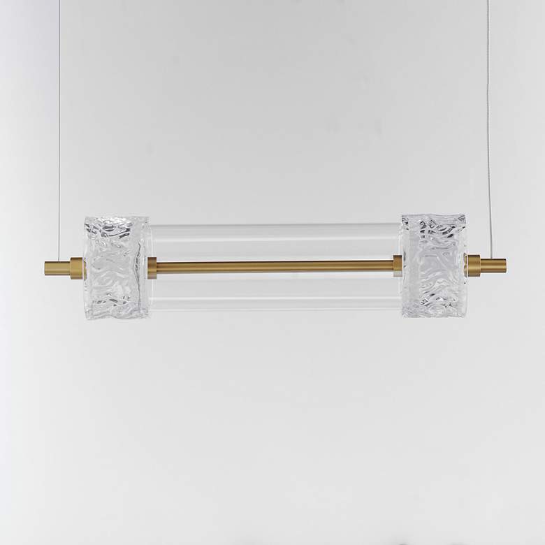 Image 3 ET2 Elysian 5 1/2" Wide Natural Aged Brass 2-Light LED Pendant more views
