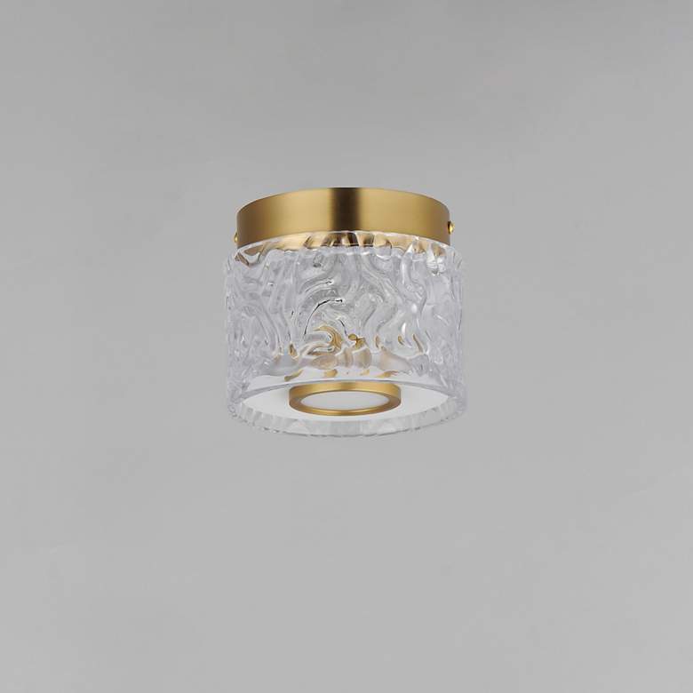 Image 2 ET2 Elysian 5 1/2" Wide Natural Aged Brass LED Flush Mount more views