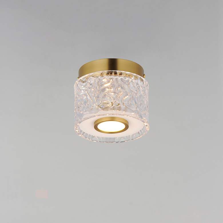 Image 3 ET2 Elysian 5 1/2" Wide Natural Aged Brass LED Flush Mount more views