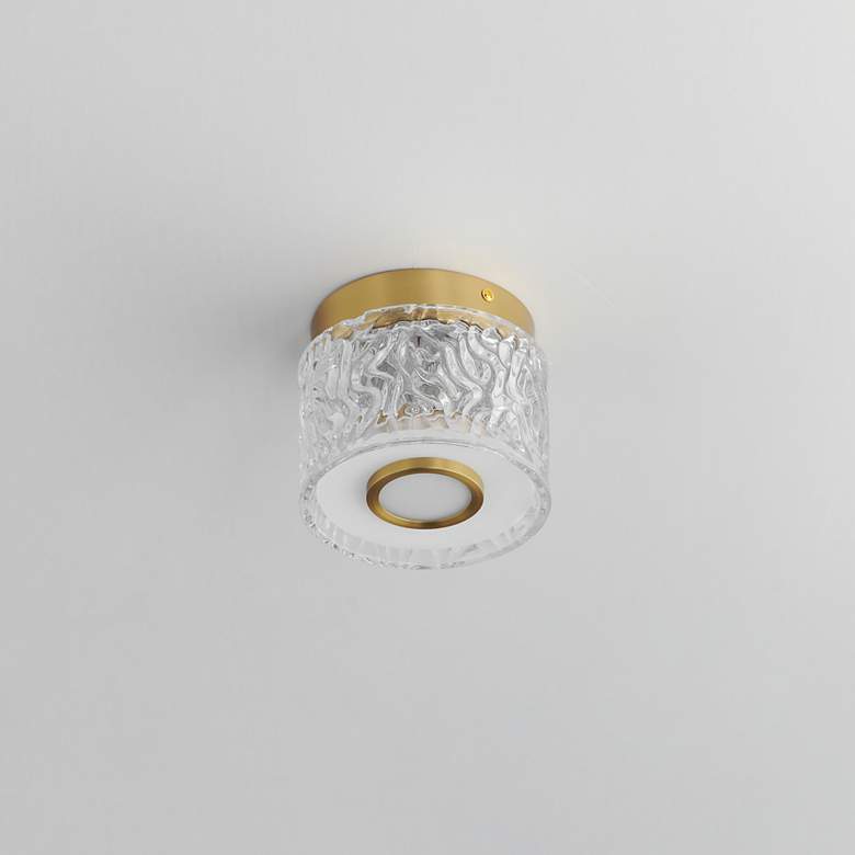 Image 4 ET2 Elysian 5 1/2" Wide Natural Aged Brass LED Flush Mount more views