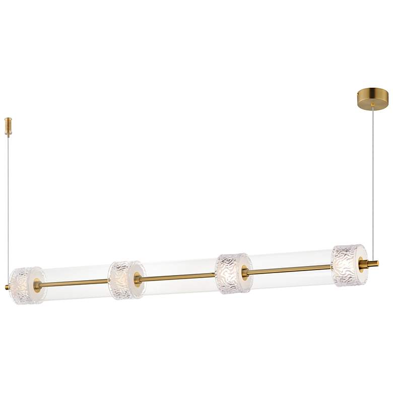 Image 1 ET2 Elysian 58 1/4" Wide Natural Aged Brass 4-Light LED Linear Pendant