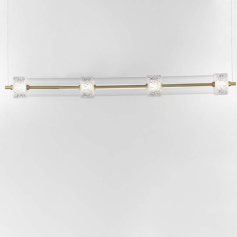 Image 2 ET2 Elysian 58 1/4" Wide Natural Aged Brass 4-Light LED Linear Pendant more views