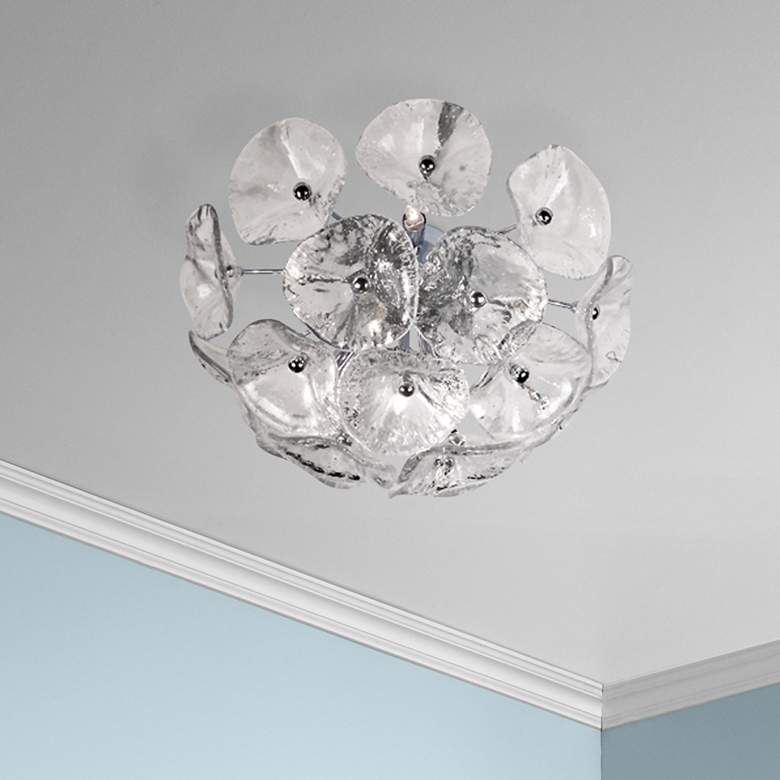 Image 1 ET2 Fiori 16 1/2 inch Wide Clear Glass Flower Flushmount Ceiling Fixture