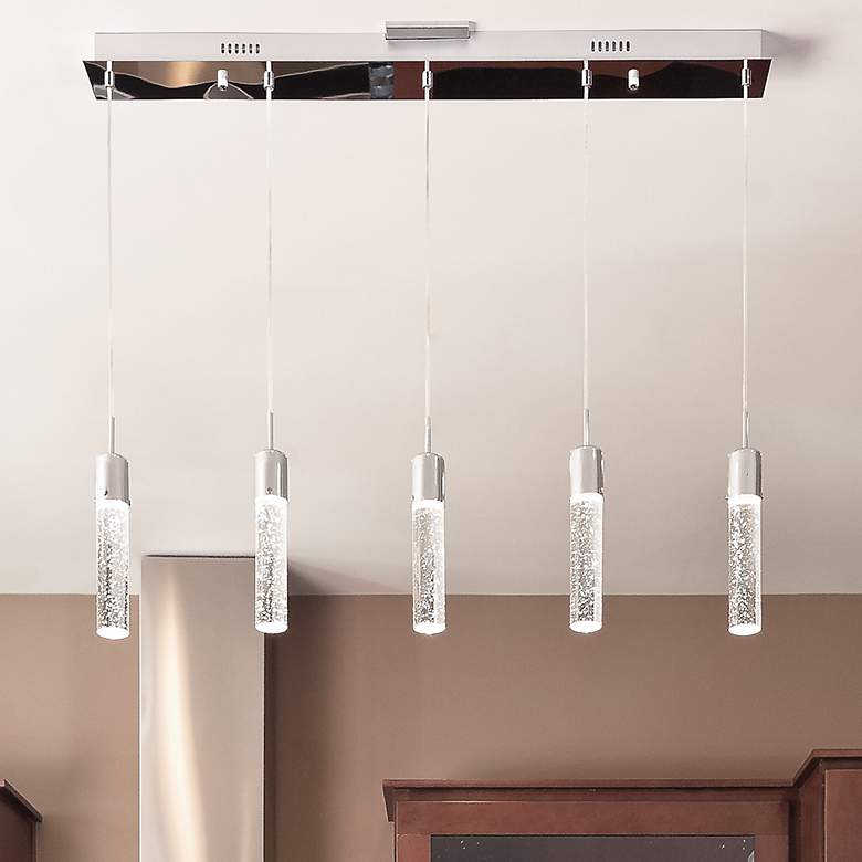 Image 2 ET2 Fizz IV 39" Chrome Bubble Glass 5-Light LED Linear Pendant