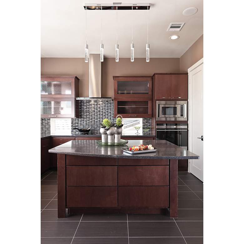 Image 4 ET2 Fizz IV 39" Chrome Bubble Glass 5-Light LED Linear Pendant more views