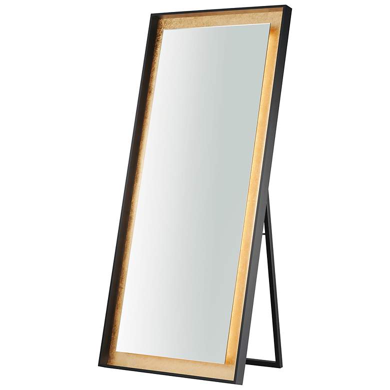Image 1 ET2 Floating 30" x 67" Gold Leaf / Black LED Free Standing Mirror