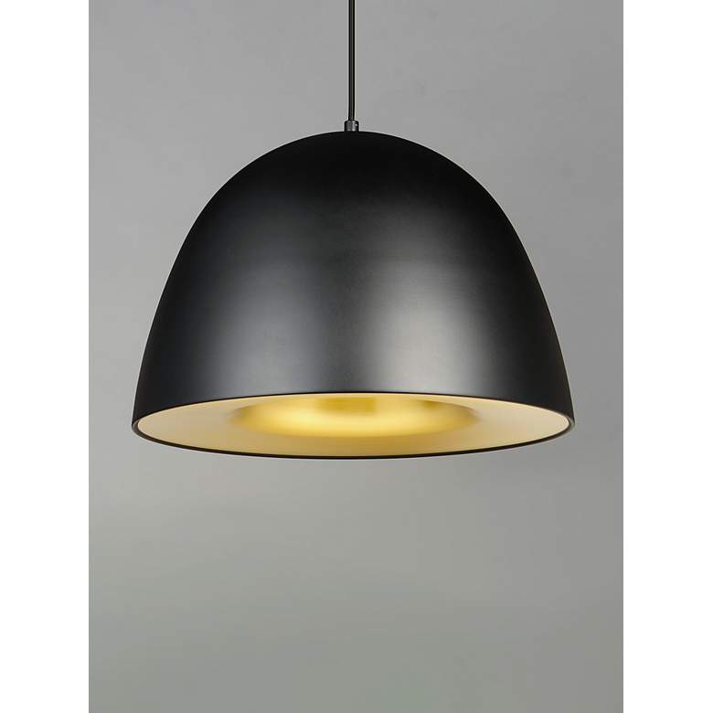 Image 2 ET2 Fungo 15 3/4" Wide Black and Brass LED Pendant Light more views