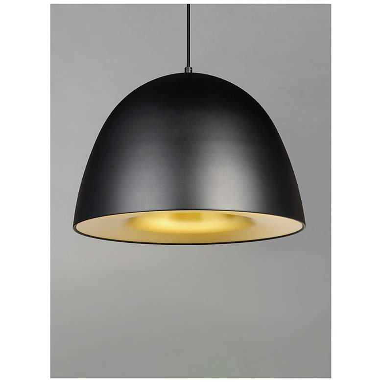 Image 2 ET2 Fungo 16" Wide Black and Satin Brass LED Pendant more views