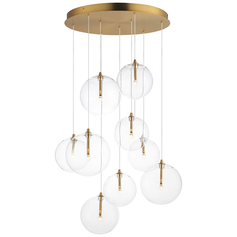 Image 1 ET2 Global 22" Natural Aged Brass 9-Light LED Chandelier
