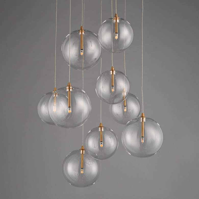 Image 2 ET2 Global 22" Natural Aged Brass 9-Light LED Chandelier more views