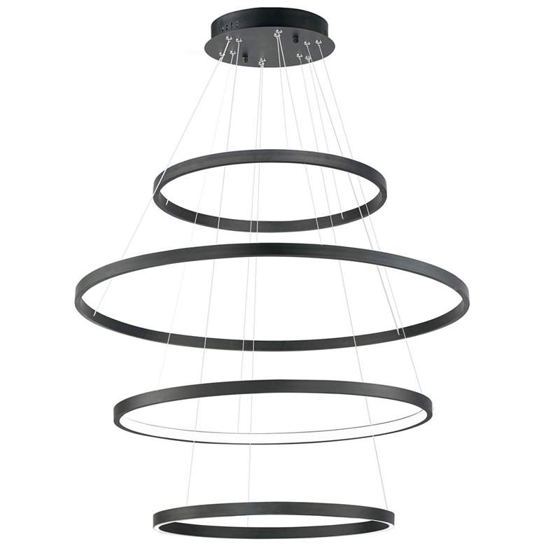 Image 1 ET2 Groove 43" Wide Black 4-Tier Modern LED Ring Pendant